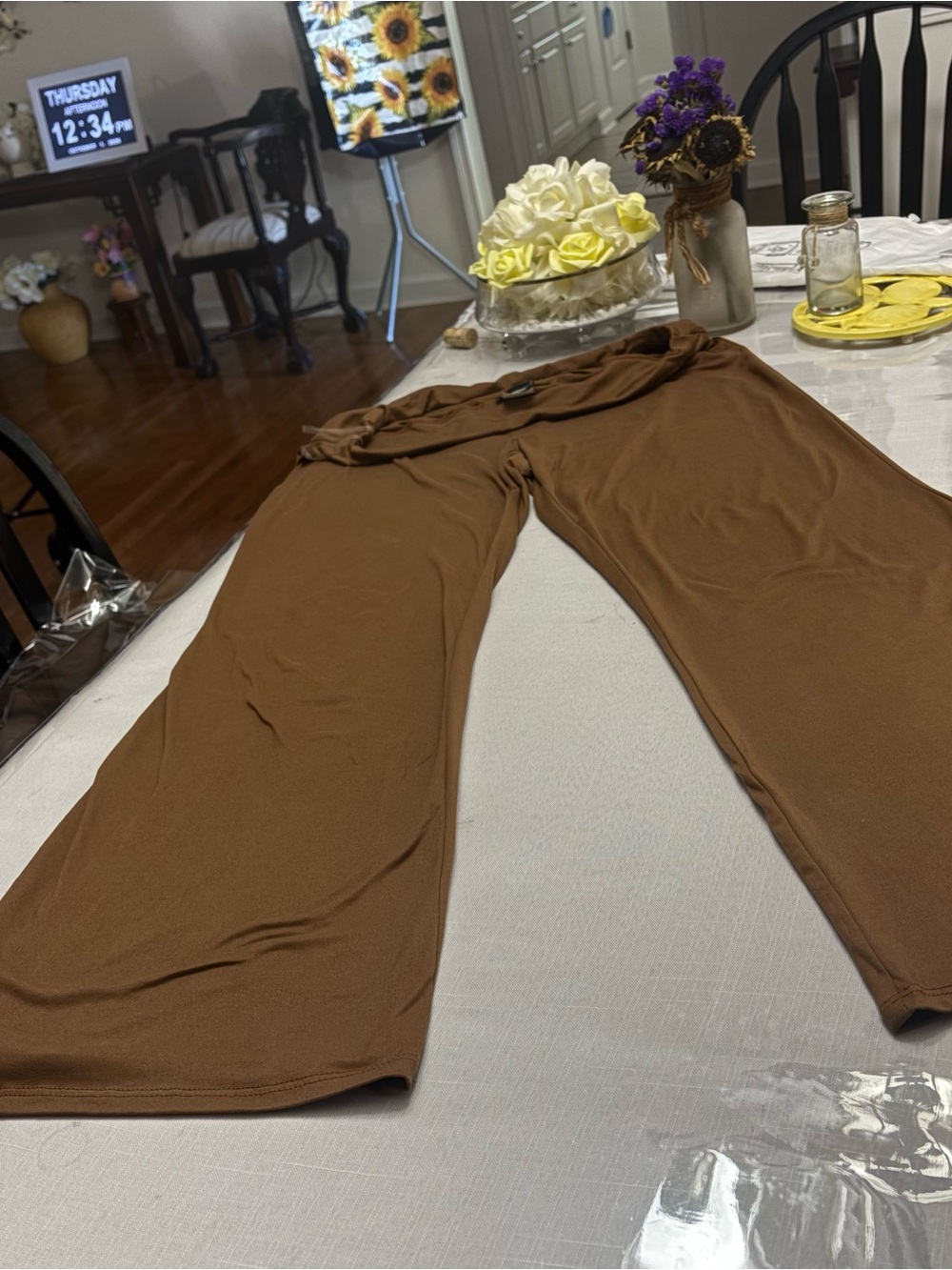 Coco Bianco Brown Wide-Leg Pull-On Pants